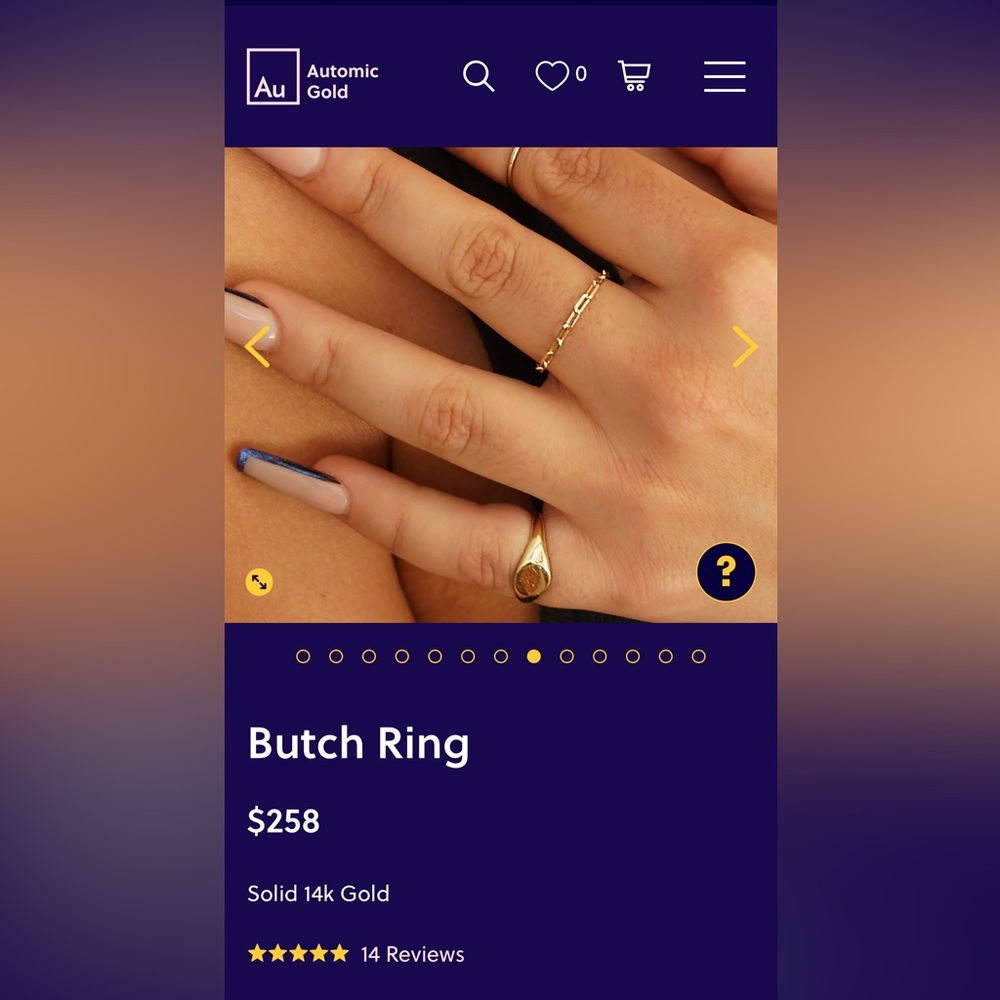 Automic Gold Butch Ring solid 14k white gold 2mm paperclip chain. - Picture 4 of 4